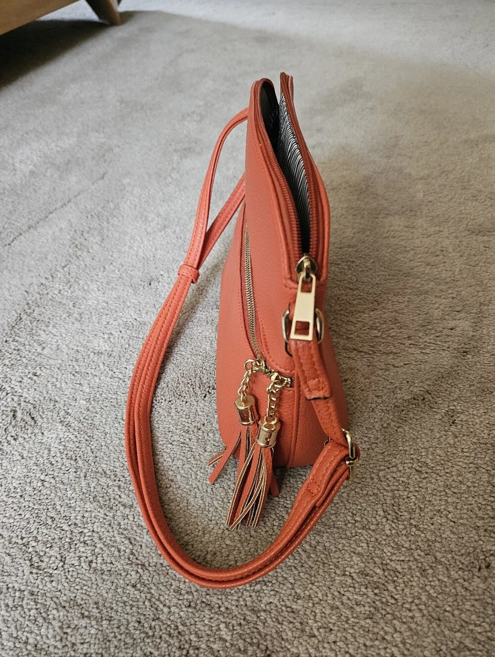 Orange Leather Look Bag